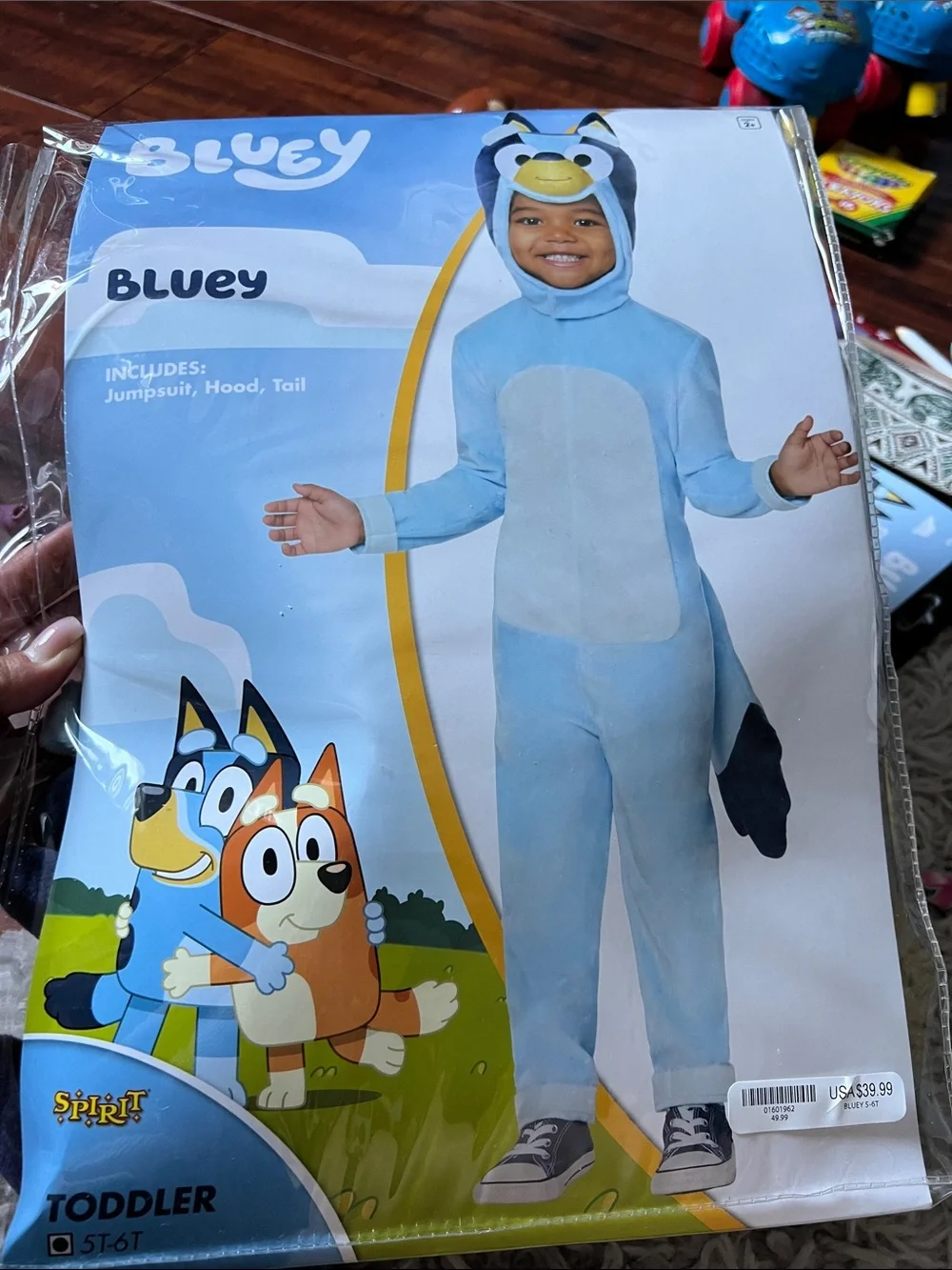 Spirit Bluey Toddler Costume in Light Blue and Cream